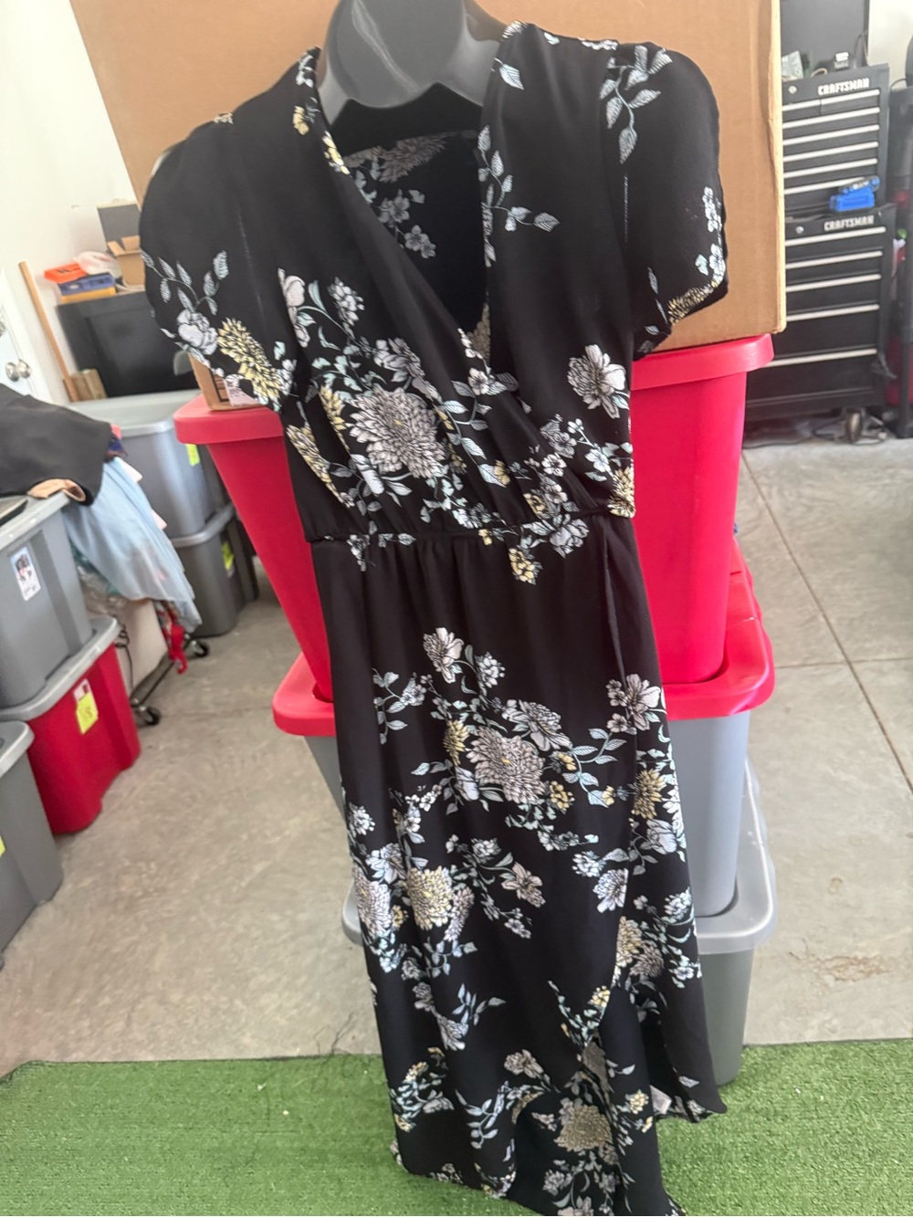 Black Floral Wrap-Style Women's Dress with shorts 96